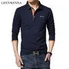 Casual Polo Shirt Men Fashion Letter Print Long -Sleeve Men's Polos Ankomst mode Brand Polo Shirts Man -Sale Slim Polos 210308