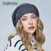 Josgreen moda i różnorodność z wysokiej jakości kaszmirową styl francuski młody dziki stos czapki klasyczne 4 kolory J220722