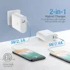 2 in 1 5000mAh Power Bank PSE ETL Certified USB Wall Charger Adapters 5V 2.1A/2.4A Cell Phone Fast Charger Set For Home/Office/Travel