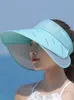 Breda brimhattar Infällbar stor tom Top Hat Vandring Visor utomhuscykling UV -skydd Sun Sports Bonnet Black Casquette Femmewid288a