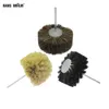 1 Piece Sisal / Pele / Bristle Polimento Pincel 6mm Eixo montado Roda de Buffing para Wood Plastic Waxing