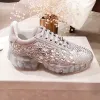 2Pearl äkta läder silver lyxiga kvinnors casual skor svarta vita glittrande kvinnor låg glitter pump designer tränare plattform sneaker