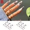 False Nails 24pcs 3D Butterfly Fake Press On Women Bride White Flower Designs Artificial Nail Tips Full Cover Acryl Patch Prud22