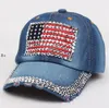 Flaga amerykańska Retro Kowbojski Kapelusz Mody Designer Diament Studged Peted Cap Regulowany Outdoor Travel Sun Hats RRE13766