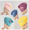 Godkvalitet Dusch Cap Women Coral Fleece Super Absorberande snabba torra hårstrån Turban Torkning Curly Long Thick Spa Bathing Cap