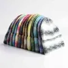 Sombreros de invierno cálidos para las mujeres Beanie Cap Trendy Tie Dye Chunky Stretchy Cable Knit Beanie Hat Acrílico Knit Cuff Daily Tie Dye Hat J220722