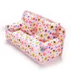 Toptan güzel mini bebek evi mobilya çiçek baskı kumaş kanepe kanepe 2 tam minder için diy bebek ev dekorasyon oyuncakları