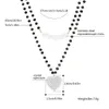 Colares de pingentes de miçangas pretas em camadas duplas Chain Chain Chokers Colar de aço inoxidável para mulheres Bohemia Jewelry Presente Elegante 2022