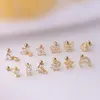 12 Pcs 20G 지르콘 귀 연골 Tragus 스터드 귀걸이 세트 여성과 소녀를위한 바디 피어싱 Jewerly