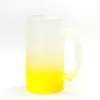 16온스 승화 명확한 서리로 덥은 그라데이션 피어 유리 수 텀블러 여름 Drinkware 핸들 맥주 컵 마시는 안경 Z11