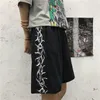 Shorts Mäns Sommar Slitage Hip-Hop Wild Harajuku Enkelt tryckt Straight Loose High Waist Casual Five-Point Pants 220318