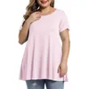 Womens Plus Size T-Shirt Big Summer Woman Loose Short Sleeve Solid Slim Tshirts Female Fat MM Women Clothing Large Tops2024