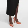 크리스탈 버클리노 스톤 하이 힐 샌들 레이디 웨딩 신발을위한 뾰족한 발가락 옐로우 그린 오렌지 220720