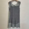 Plus size Dresses Designer Sleeveless Womens Black Satin Sling Rhinestone Shiny Hollow Vest 2pcs Set FJ0A