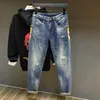Роскошный дизайнер для мужчин Spring Style Baofushen Pants Мужские башковые джинсы модная бренда тяжелая стирка использован
