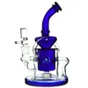 Narguilés uniques de 9 pouces 4mm d'épaisseur Tornado Recycler Bongs en verre Pommeau de douche Perc Oil Dab Rigs Klein Recycler Conduites d'eau 14mm Joint femelle avec bol