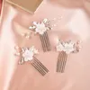 Headpieces Pearl Flower Bridal Hair Combs Trendy Wedding Accessories Rhinestone Headpiece For Women Fashion Handmade Tiara HeadwearHeadpiece