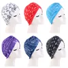 Nowe kobiety Ruffle Węzeł turban muzułmański hidżab szalik Paisley głowa głowa elastyczne Indie Hat Bonnet Chemo Hats Turbante Hair Akcesoria