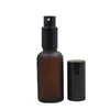 Garrafas de perfume essencial de óleo de vidro fosco vazias com pulverizador de atomizador de névoa fina preta 10ml 30ml 50ml 100ml Recipientes de dispensador
