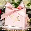 10 unids Favores de boda Bolsa de embalaje Caja de regalo de papel para invitados Día de San Valentín Compromiso Fiesta de cumpleaños Cajas de dulces con cinta 220427