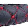 Lenkradbedeckung Full Loch Car Innenraum Griff Abdeckung Elastischer schwarzes rotes synthetisches Leder, das für 38 cm Durchmesser gestickt ist