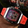 20223A Luxury Watch Sex-hands Quartz Chronograph Full Function Running Second Märke Tonneau Clock Cool Armbandsur Reloj Hombre