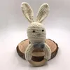 Easter Infant knitting rabbit Teethers Wooden Toddler Animal bunny Soothers baby molar training