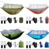 16 färger hängmatta med myggnät utomhus fallskärms hängmatta fält camping tält trädgård camping gunga hängande säng