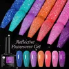 NXY Nail Gel Reflekterande Glitter Laser Polish Neon Rose Red Sparkling Sequins Semi Permanent Soak Off UV LED Lackes 0328