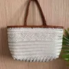 Sac panier à légumes tissé français, sac à main en cuir véritable fait à la main pour dame 220623