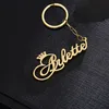 Customized Personalized Name Pendant Keychain Custom Lovers Butterfly Key Chain Stainless Steel Jewelry for Women Men Keyring 220516