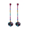 Boucle d'oreille en cristal avec strass colorés, accessoires de bijoux doux, boucles d'oreilles pendantes géométriques pour femmes