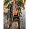 Mens Summer Hawaiian Vacation Shirt Shirt Set Fashion Beach Coco Print Shorts اثنين من قطعتين S3XL 220614