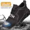 New Mens Work Shoes Steel Toe Cap واقية في الهواء الطلق مضاد للأحذية Smashing Men Superture Proof Safety Syneakers 210315