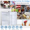 Geladeira compacta com freezer, 3,2 cu.ft mini geladeira com porta reversível, 5 configurações de temperatura ajustável para cozinha, quarto, dormitório, apartamento, bar, escritório, trailer