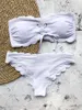 Women's Swimwear Floral Scalloped Bikini Sets Women Sexy Solid Mid-Waist Two Pieces Swimsuit 2022 Beach Bathing Suits Set