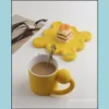Mugs Drinkware Kitchen Dining Bar Home Garden Ins Style Creative Ceramic Coffee Milk Water Cup Tea Set With Tray Office Dhnof