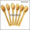 Spoons talheres 8 tamanho pequeno bambu natural eeofriendly mini mel de cozinha de cozinha colher de chá de crianças sorvete3773238