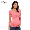 T-shirt a maniche corte da donna Maternità estiva Top in gravidanza tinta unita per camicette da gravidanza 220419