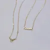 Chains Forever Englisches Design Paar Anhänger Trend Halskette 925 Sterling Silber 14K vergoldet Einfache Schlüsselbeinkette für Frauen Schmuckkette