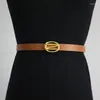 Belts N-button PU Belt Waist Alloy Retro Women's Gold Buckle Z-button Head Simple Fashion Trouser BeltBelts