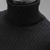Män tröjor tröja tjock varma high nacktröjor fast färg bekväm akryl elastiska män stickad tröja för vardagen l220730