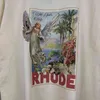 Brand Designer t Shirt Rhude Flying Angel with Gods Help Print Summer Men Women High Street Short Sleeve