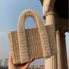 Mode Perlen Griff Frauen Handtaschen Perlen Stroh Korb Taschen Luxus Designer Rattan Tote Korbgeflecht Große Sommer Strand Geldbörse 220512