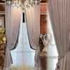 Curtain & Drapes European Luxury Embossed Embroidered Flower Pearls Sheer For Living Room White Hollow Geometry Tulle Bedroom4Curtain