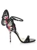 2022 Ladies patent leather high heel buckle Rose solid butterfly ornaments Sophia Webster SANDALS SHOES colourful size 34-42