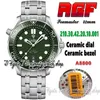 AGF Diver 300M Mens Watch 210.30.42.20.10.001 A8800 Автоматический механический 42 -мм зеленый циферблат керамический панель сталь стальной корпус из нержавеющий браслет Super Version Watches Watches