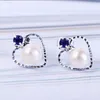 Red Diamond Blue Diamond Freshwater Pearl -oorbellen oorbuien Mix kleur wit paars roze dame/meisje mode sieraden