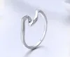 Authentic 100% 925 Sterling Silver Geometric Wave Finger Rings for Women Wedding Engagement Jewelry Gift S925 SCR378
