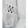 カジュアルドレスエレガントな白い綿のレース刺繍自由ho放なドレス2022秋のヴィンテージランタンスリーブルーズブランドロングウィメンドレスカシュアル